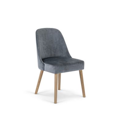 Bette Upholstered Chair with Oak Legs in Heritage Granite Velvet