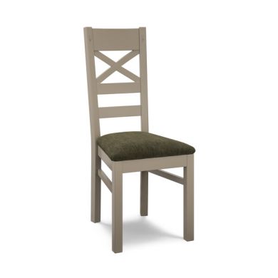 St Ives Light Grey Painted Chair with Verona Green Fabric