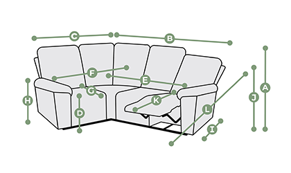 Leo Corner Electric Recliner Right Hand with Power Headrest Dimensions